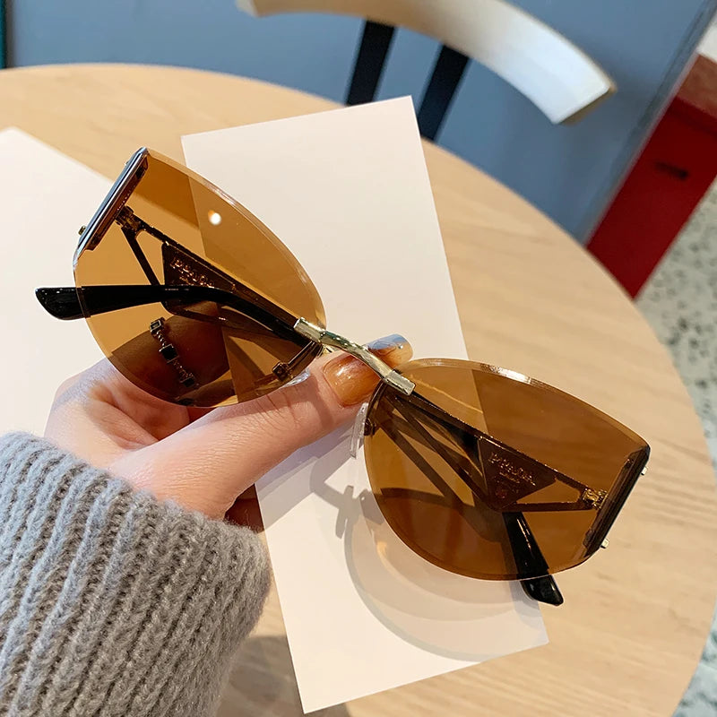 Frameless Cat Eye Sunglasses