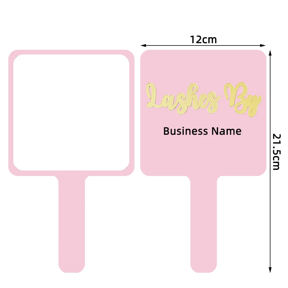 1 Pc 12x12cm Custom Private Logo Handheld Mirror Hot Sale Pink/Black/White Makeup Mirror With Handle Extension SPA Salon Gift