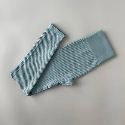 Ribbed Yoga Pants, High Waisted Gym Leggings, Women Fitness Seamless Legging, Tummy Control Tights
