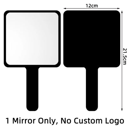 1 Pc 12x12cm Custom Private Logo Handheld Mirror Hot Sale Pink/Black/White Makeup Mirror With Handle Extension SPA Salon Gift