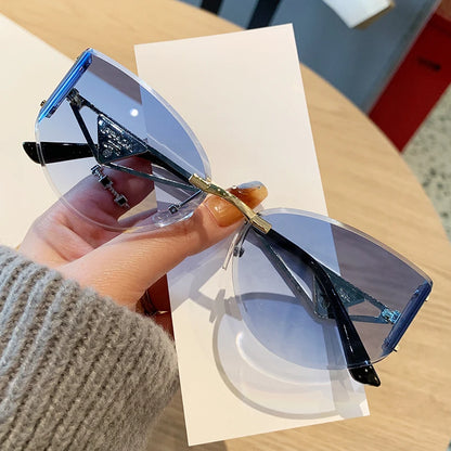Frameless Cat Eye Sunglasses