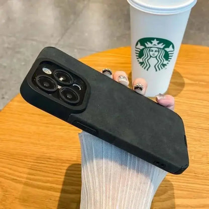 New Luxury Matte Silicone Leather Phone Case For iPhone 16 15 14 13 12 11 Pro Max Plus Soft Fabric Vintage Shockproof Full Cover