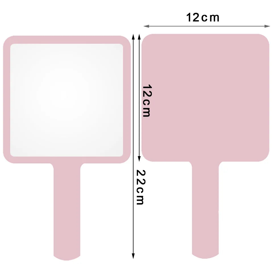 1 Pc 12x12cm Custom Private Logo Handheld Mirror Hot Sale Pink/Black/White Makeup Mirror With Handle Extension SPA Salon Gift
