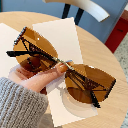 Frameless Cat Eye Sunglasses