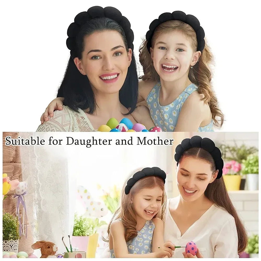 3PC Soft Sponge Headbands for Facial Cleansing - Makeup Proof & Shower Safe with Adjustable Wrist Straps