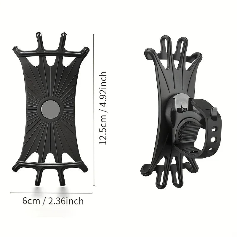 360 Rotatable Bike Motorcycle Phone Holder Silicone Bracket Support Pull Type Safe Mount For All Smartphones Cycling Stand