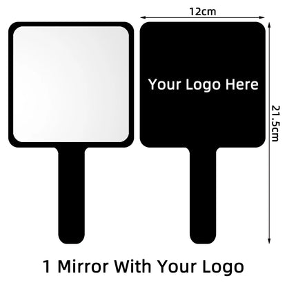 1 Pc 12x12cm Custom Private Logo Handheld Mirror Hot Sale Pink/Black/White Makeup Mirror With Handle Extension SPA Salon Gift