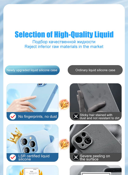 Original Liquid Silicone Phone Case For APPLE iPhone 11 13 12 14 15 Pro Max Cases For iPhone 15 Plus Shockproof Protective Cover