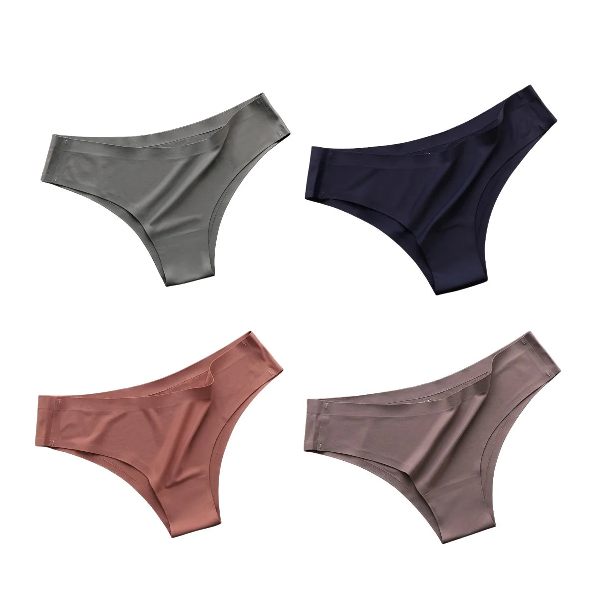 4PCS/Set, Seamless Panties, Women Underwear, Ice Silk Underpants, Low Waist G-string, Soft Solid Ultra-thin Briefs