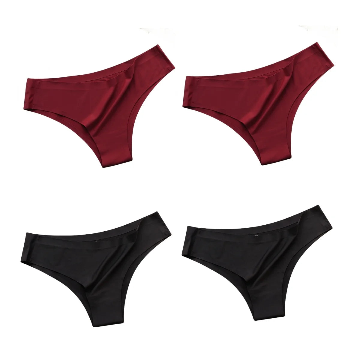 4PCS/Set, Seamless Panties, Women Underwear, Ice Silk Underpants, Low Waist G-string, Soft Solid Ultra-thin Briefs