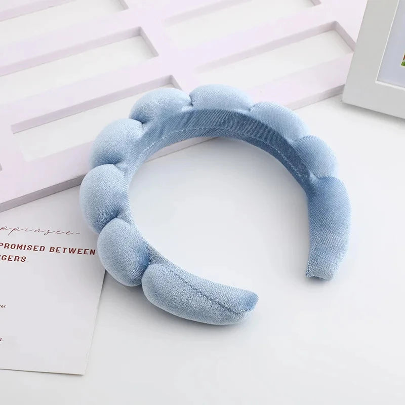 3PC Soft Sponge Headbands for Facial Cleansing - Makeup Proof & Shower Safe with Adjustable Wrist Straps