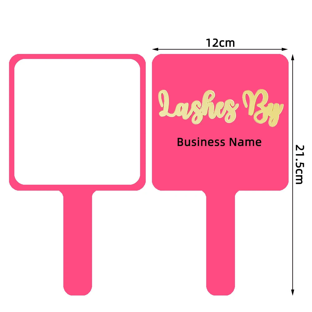 1 Pc 12x12cm Custom Private Logo Handheld Mirror Hot Sale Pink/Black/White Makeup Mirror With Handle Extension SPA Salon Gift