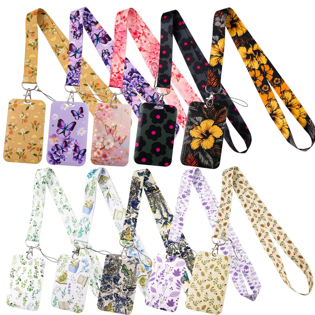 Beautiful Flower Credential Holder Butterfly Lanyards for Key Neck Strap For Card Badge Gym Keyring Accessories Friends Gifts