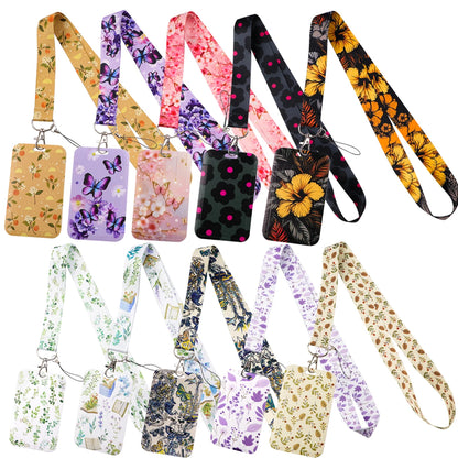 Beautiful Flower Credential Holder Butterfly Lanyards for Key Neck Strap For Card Badge Gym Keyring Accessories Friends Gifts
