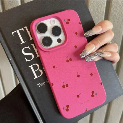 Cute Cartoon Cherry Lichee Pattern Silicone Phone Case For iPhone 16 15 14 13 12 11 Pro Max XS Max XR 14 15 16 Plus Cover Funda