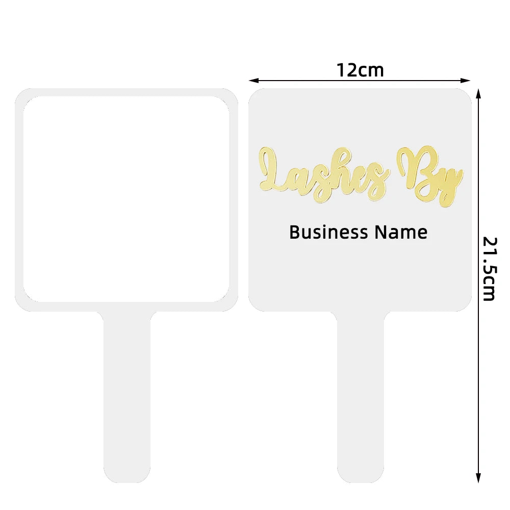 1 Pc 12x12cm Custom Private Logo Handheld Mirror Hot Sale Pink/Black/White Makeup Mirror With Handle Extension SPA Salon Gift