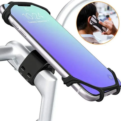 360 Rotatable Bike Motorcycle Phone Holder Silicone Bracket Support Pull Type Safe Mount For All Smartphones Cycling Stand