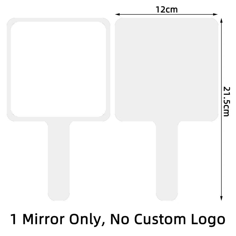 1 Pc 12x12cm Custom Private Logo Handheld Mirror Hot Sale Pink/Black/White Makeup Mirror With Handle Extension SPA Salon Gift