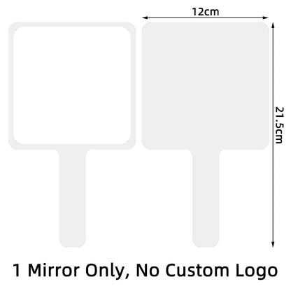 1 Pc 12x12cm Custom Private Logo Handheld Mirror Hot Sale Pink/Black/White Makeup Mirror With Handle Extension SPA Salon Gift