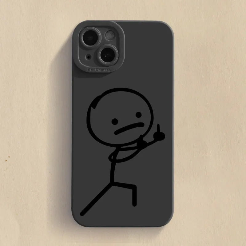Cartoon Matchman Phone Case For iPhone 11 12 13 14 15 Pro Max XR XS X 7 8 Plus SE 2020 Shockproof Matte Soft TPU Silicone Cover