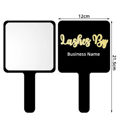 1 Pc 12x12cm Custom Private Logo Handheld Mirror Hot Sale Pink/Black/White Makeup Mirror With Handle Extension SPA Salon Gift