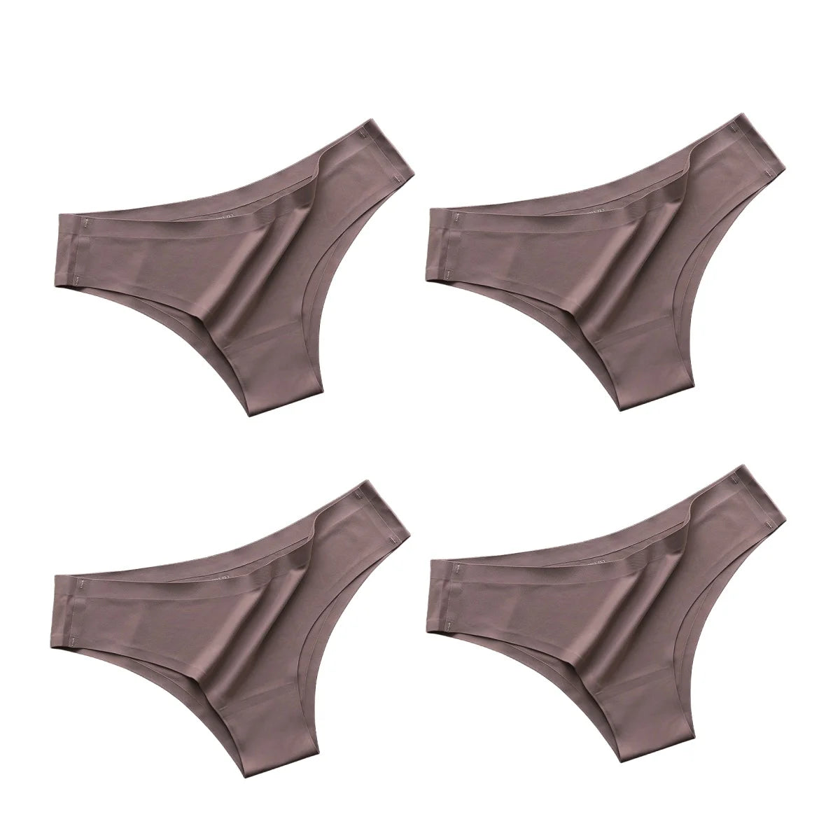 4PCS/Set, Seamless Panties, Women Underwear, Ice Silk Underpants, Low Waist G-string, Soft Solid Ultra-thin Briefs
