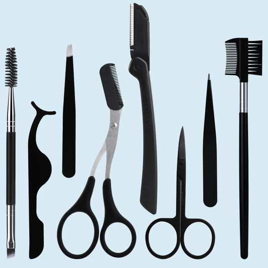 NRCS 8PCS stainless steel precision eyebrow trimming tool set, a set of convenient eyebrow trimming tools, suitable for men.