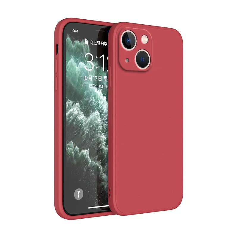 Square Square Liquid Silicone Phone Case for iPhone 14 Plus 11 12 13 14 Pro Max 12 13 mini Luxury Camera Protective Cover