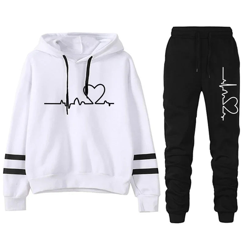 Womens Tracksuit Casual Stripe Versatile Sweatshirt, Black Sweatpants, Loose Print High Quality Outfits, Single Piece Hoodies, Pants
