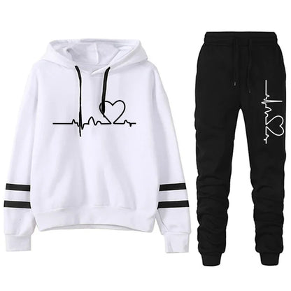 Womens Tracksuit Casual Stripe Versatile Sweatshirt, Black Sweatpants, Loose Print High Quality Outfits, Single Piece Hoodies, Pants