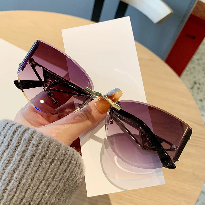 Frameless Cat Eye Sunglasses
