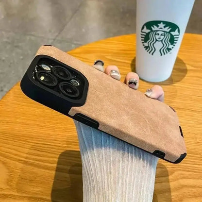 New Luxury Matte Silicone Leather Phone Case For iPhone 16 15 14 13 12 11 Pro Max Plus Soft Fabric Vintage Shockproof Full Cover