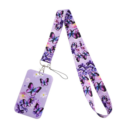 Beautiful Flower Credential Holder Butterfly Lanyards for Key Neck Strap For Card Badge Gym Keyring Accessories Friends Gifts