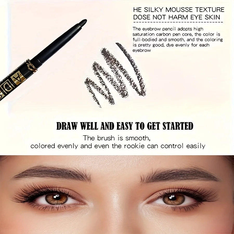 2pcs Black Eyeliner Pencils - Waterproof, Sweatproof, Smudge-Proof, Easy to Rotate for Perfect Eye Makeup