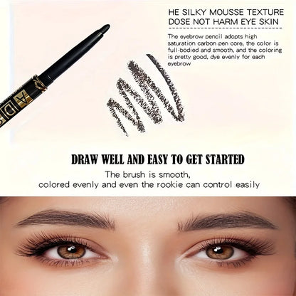 2pcs Black Eyeliner Pencils - Waterproof, Sweatproof, Smudge-Proof, Easy to Rotate for Perfect Eye Makeup