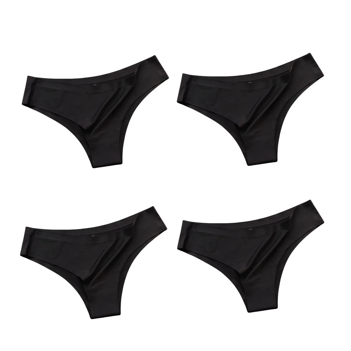 4PCS/Set, Seamless Panties, Women Underwear, Ice Silk Underpants, Low Waist G-string, Soft Solid Ultra-thin Briefs