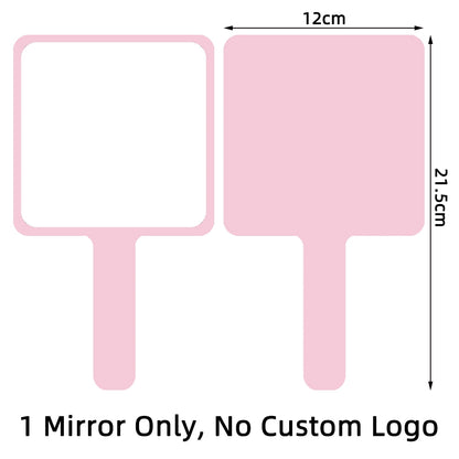 1 Pc 12x12cm Custom Private Logo Handheld Mirror Hot Sale Pink/Black/White Makeup Mirror With Handle Extension SPA Salon Gift