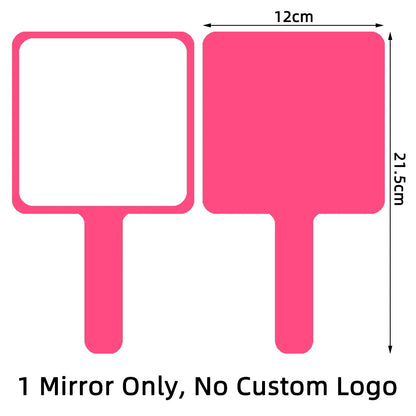 1 Pc 12x12cm Custom Private Logo Handheld Mirror Hot Sale Pink/Black/White Makeup Mirror With Handle Extension SPA Salon Gift