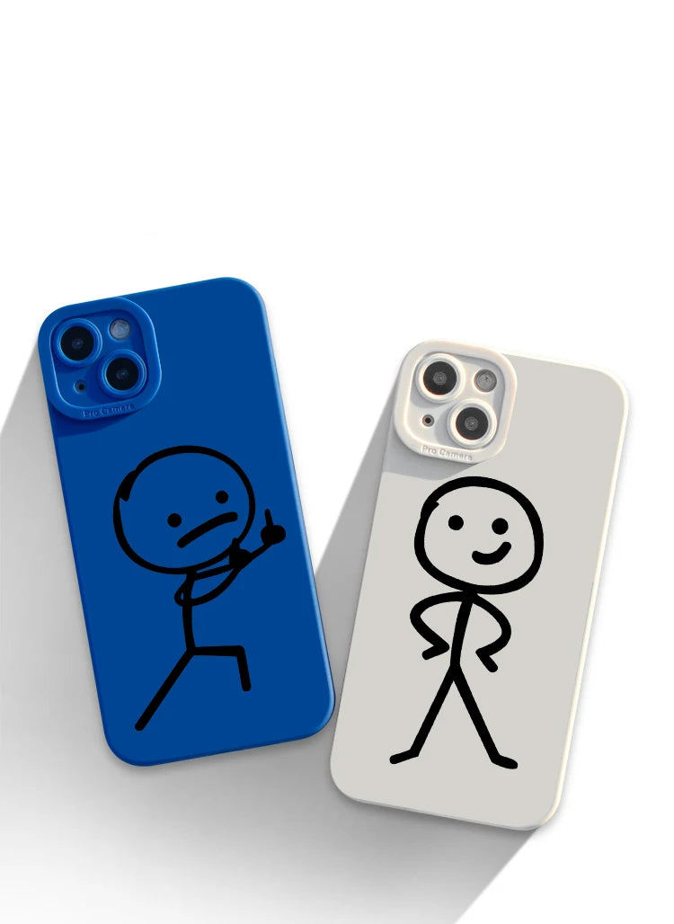 Cartoon Matchman Phone Case For iPhone 11 12 13 14 15 Pro Max XR XS X 7 8 Plus SE 2020 Shockproof Matte Soft TPU Silicone Cover