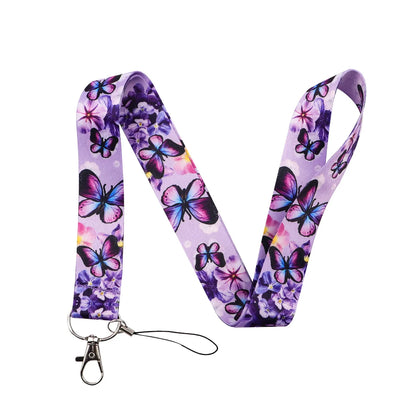 Beautiful Flower Credential Holder Butterfly Lanyards for Key Neck Strap For Card Badge Gym Keyring Accessories Friends Gifts