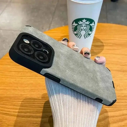 New Luxury Matte Silicone Leather Phone Case For iPhone 16 15 14 13 12 11 Pro Max Plus Soft Fabric Vintage Shockproof Full Cover