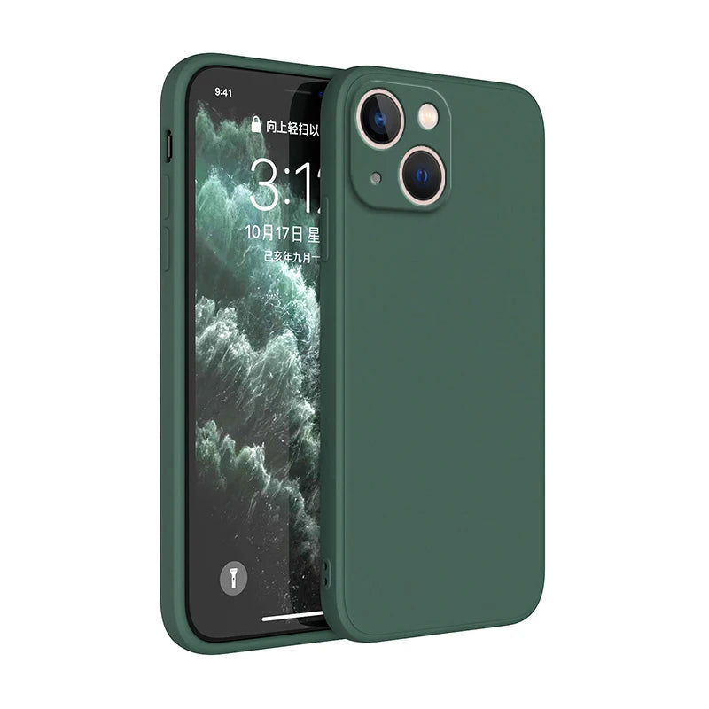 Square Square Liquid Silicone Phone Case for iPhone 14 Plus 11 12 13 14 Pro Max 12 13 mini Luxury Camera Protective Cover