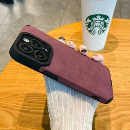 New Luxury Matte Silicone Leather Phone Case For iPhone 16 15 14 13 12 11 Pro Max Plus Soft Fabric Vintage Shockproof Full Cover