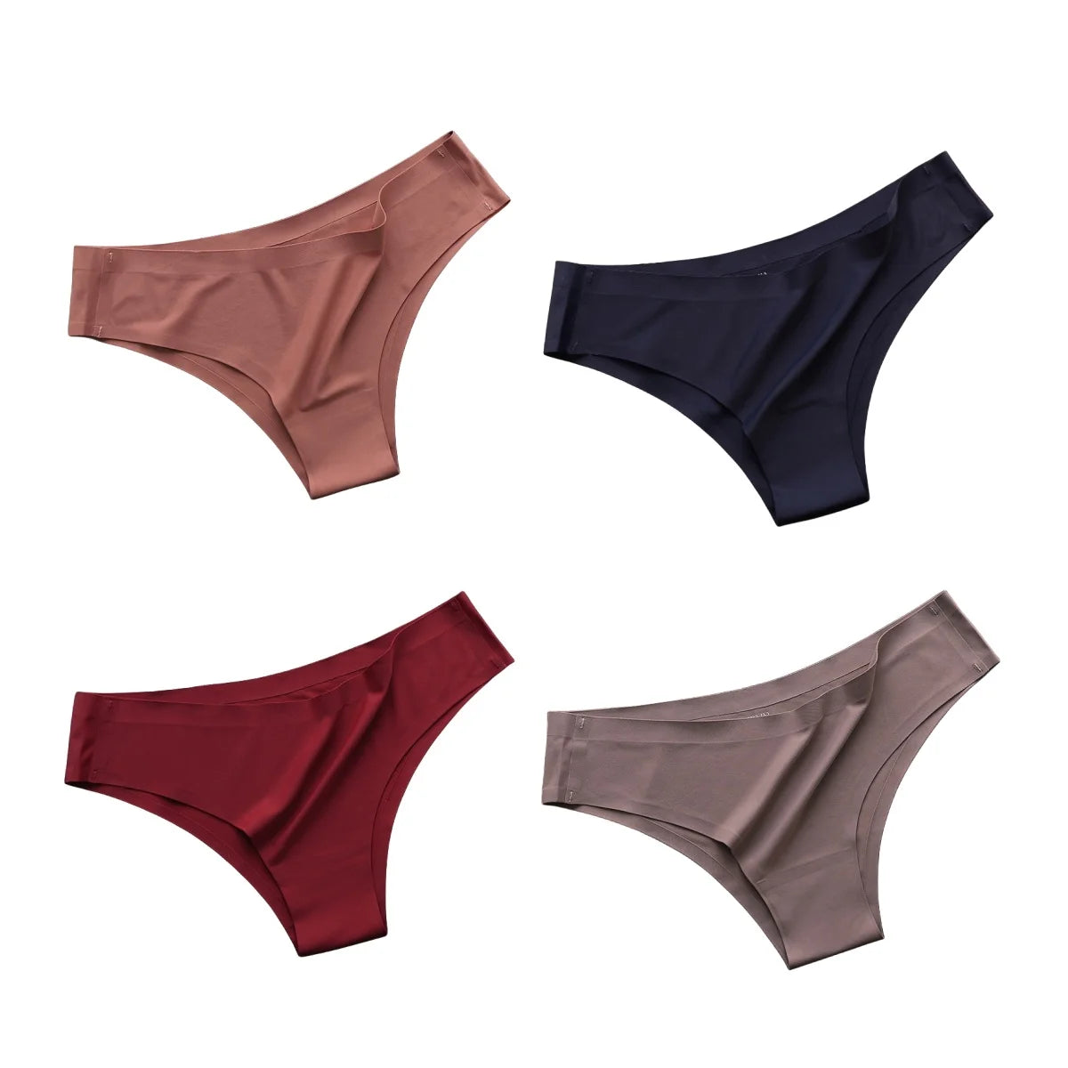 4PCS/Set, Seamless Panties, Women Underwear, Ice Silk Underpants, Low Waist G-string, Soft Solid Ultra-thin Briefs