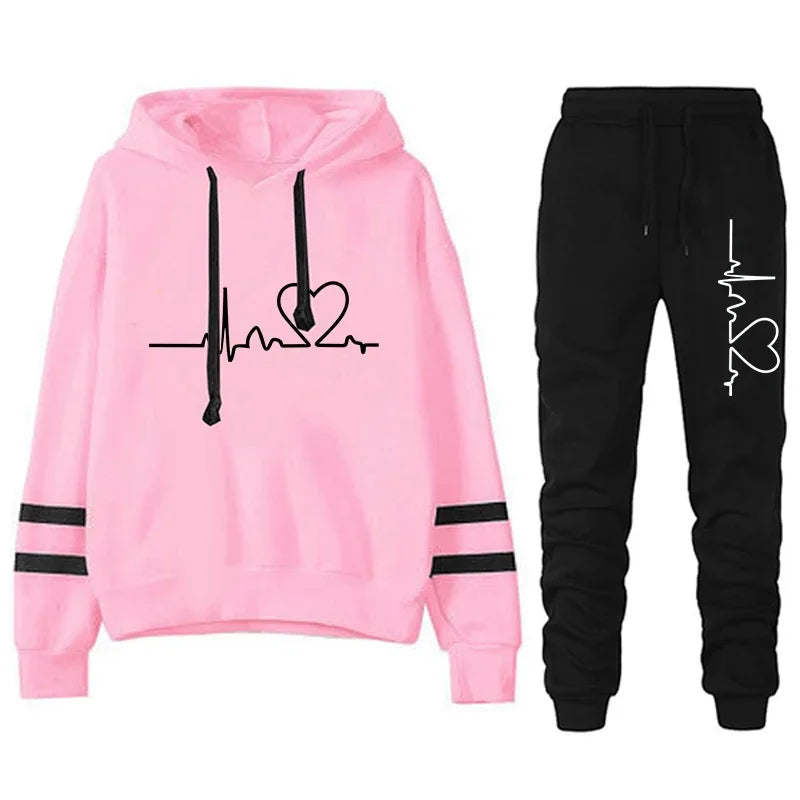 Womens Tracksuit Casual Stripe Versatile Sweatshirt, Black Sweatpants, Loose Print High Quality Outfits, Single Piece Hoodies, Pants