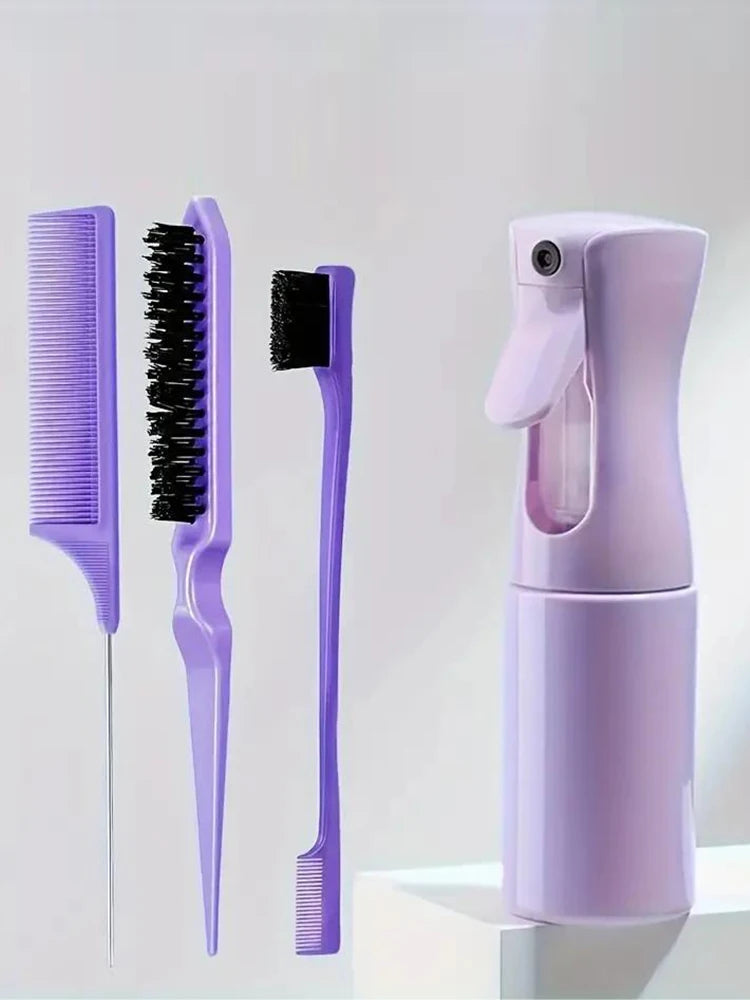 4pcs/Set Hairdressing Tools Set spray Bottle Rat Tail Comb Teasing Hair Brush Edge Control Hair comb For Combing Smoothing Hair
