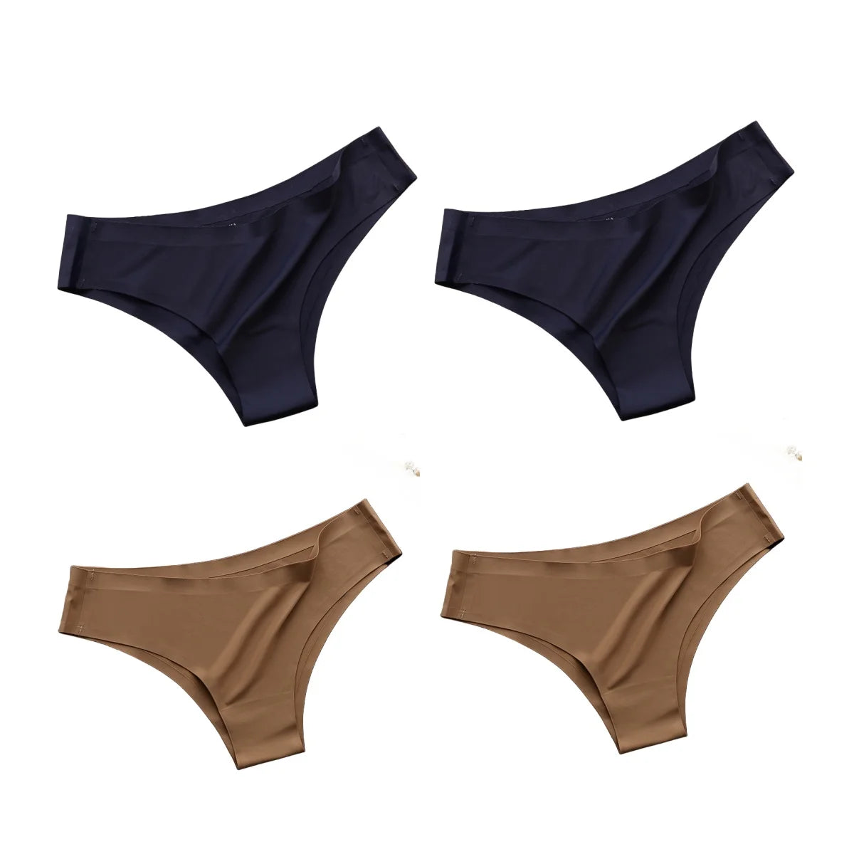 4PCS/Set, Seamless Panties, Women Underwear, Ice Silk Underpants, Low Waist G-string, Soft Solid Ultra-thin Briefs