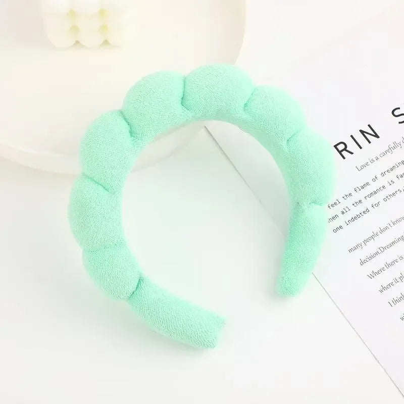 3PC Soft Sponge Headbands for Facial Cleansing - Makeup Proof & Shower Safe with Adjustable Wrist Straps