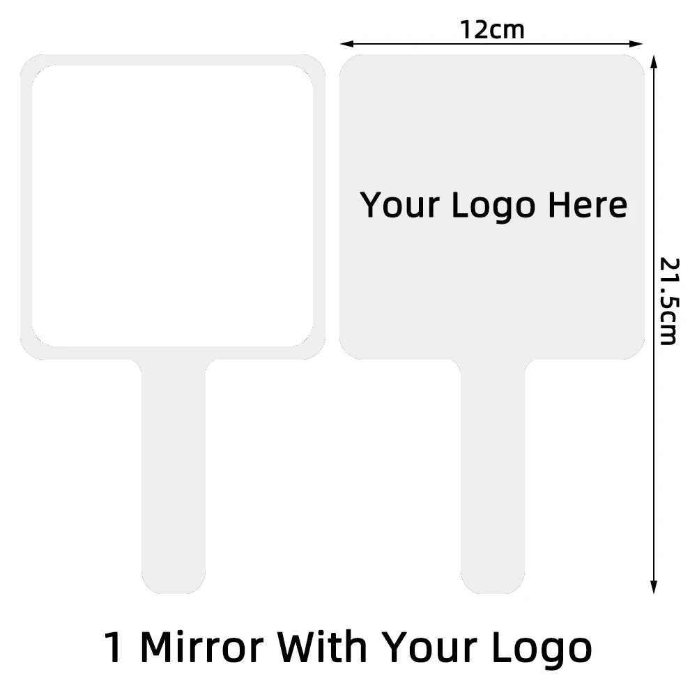 1 Pc 12x12cm Custom Private Logo Handheld Mirror Hot Sale Pink/Black/White Makeup Mirror With Handle Extension SPA Salon Gift