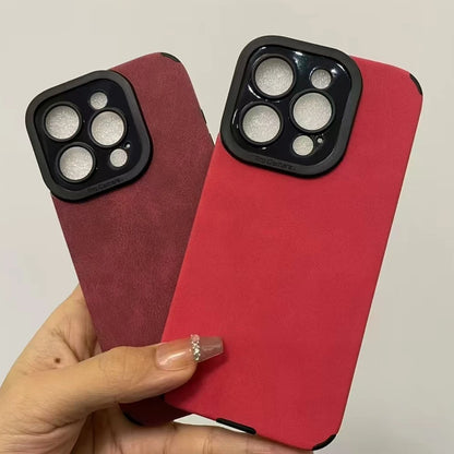 New Luxury Matte Silicone Leather Phone Case For iPhone 16 15 14 13 12 11 Pro Max Plus Soft Fabric Vintage Shockproof Full Cover